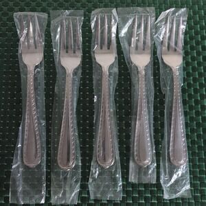 Hampton Silversmiths NOBILITY Salad Forks Lot Set of 5 Stainless Glossy NEW NIP